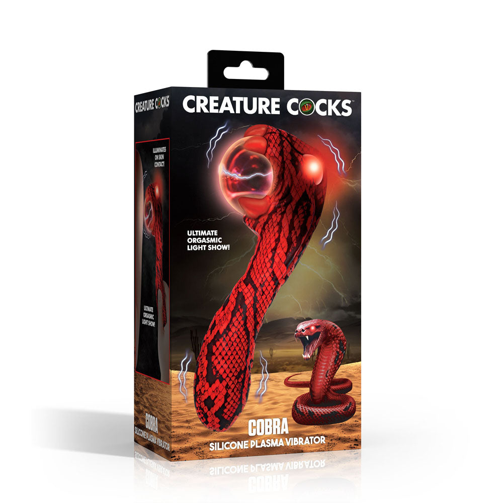 Creature Cocks Cobra - Red 18.5 cm USB Rechargeable Fantasy Vibrator with Plasma Ball-AH734