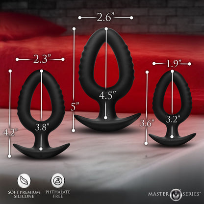 Master Series Pop Plugs - Black Anal Plug Trainer Set - Set of 3 Sizes-AH770