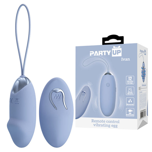 Party Up IVAN Remote Egg - Purple - Purple USB Rechargeable Vibrating Egg with Wireless Remote-BI-014362W-4A5-PU