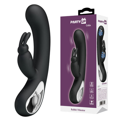 Party Up COLIN Rabbit Vibe - Black - Black 21 cm USB Rechargeable Rabbit Vibrator-BI-014420-1-PU