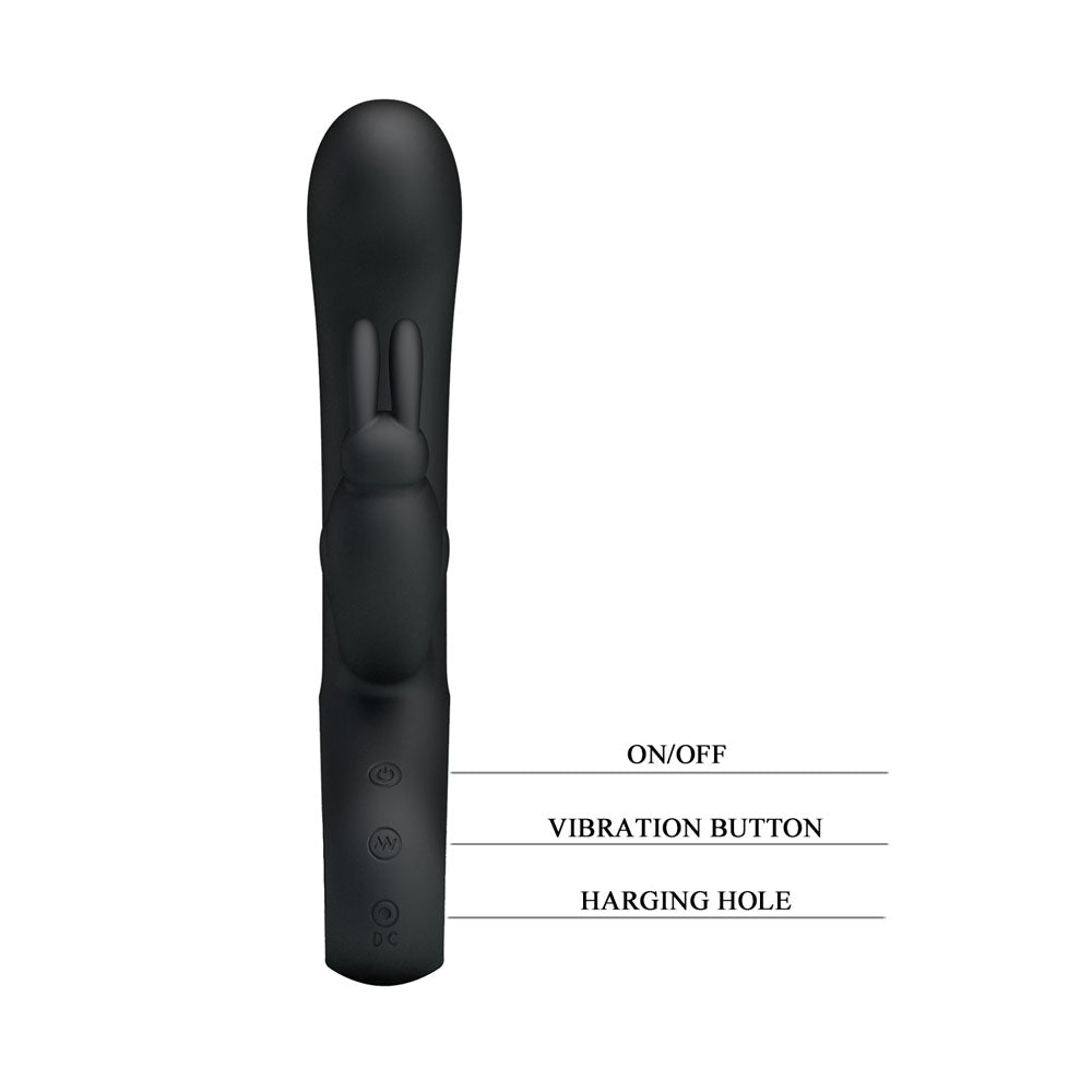 Party Up COLIN Rabbit Vibe - Black - Black 21 cm USB Rechargeable Rabbit Vibrator-BI-014420-1-PU