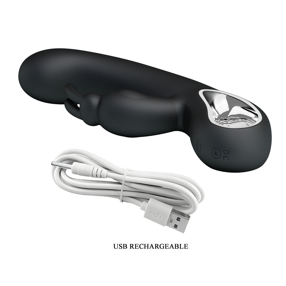 Party Up COLIN Rabbit Vibe - Black - Black 21 cm USB Rechargeable Rabbit Vibrator-BI-014420-1-PU