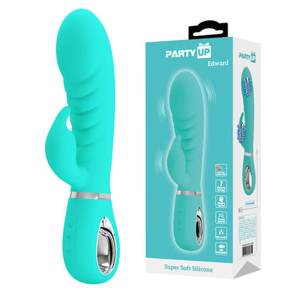 Party Up EDWARD Rabbit Vibe - Teal - Teal 20 cm USB Rechargeable Rabbit Vibrator-BI-014635-4-PU