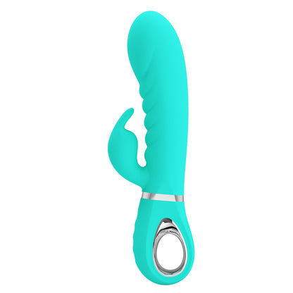 Party Up EDWARD Rabbit Vibe - Teal - Teal 20 cm USB Rechargeable Rabbit Vibrator-BI-014635-4-PU