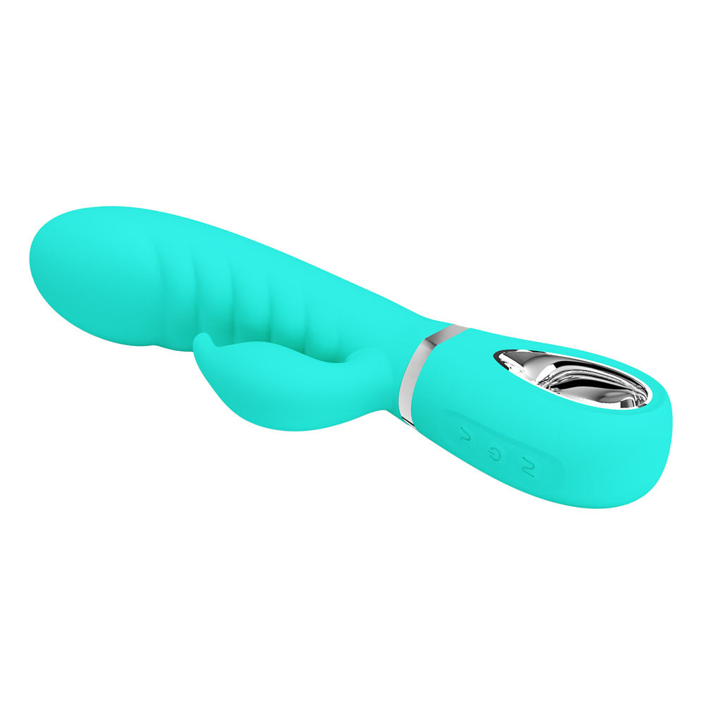 Party Up EDWARD Rabbit Vibe - Teal - Teal 20 cm USB Rechargeable Rabbit Vibrator-BI-014635-4-PU
