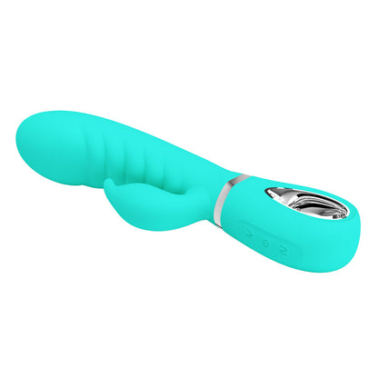 Party Up EDWARD Rabbit Vibe - Teal - Teal 20 cm USB Rechargeable Rabbit Vibrator-BI-014635-4-PU