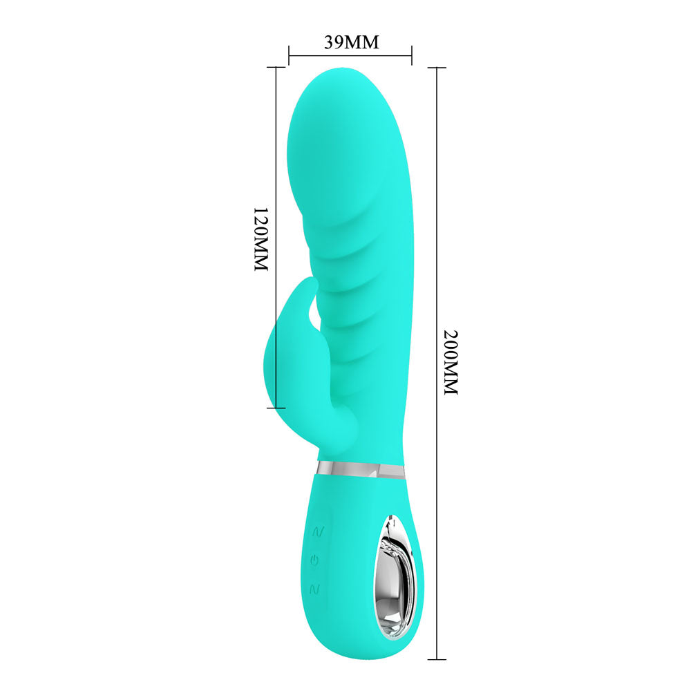 Party Up EDWARD Rabbit Vibe - Teal - Teal 20 cm USB Rechargeable Rabbit Vibrator-BI-014635-4-PU