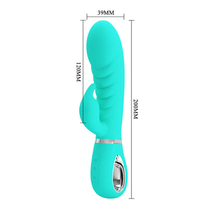 Party Up EDWARD Rabbit Vibe - Teal - Teal 20 cm USB Rechargeable Rabbit Vibrator-BI-014635-4-PU