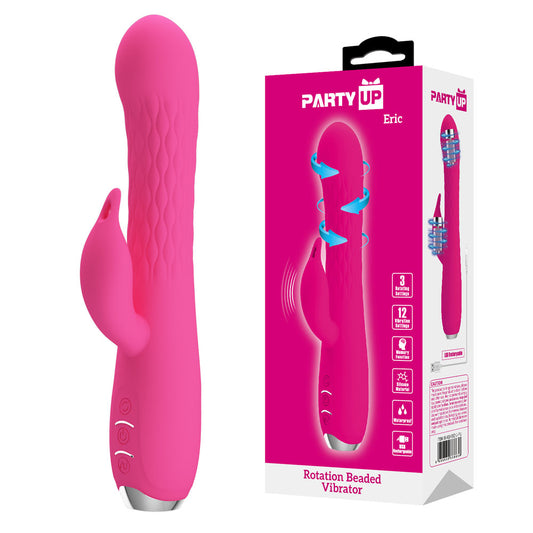 Party Up ERIC Rotating Beads Vibrator - Pink - Pink 20.5 cm USB Rechargeable Rabbit Vibrator with Rotating Bead Shaft-BI-014692-1-PU