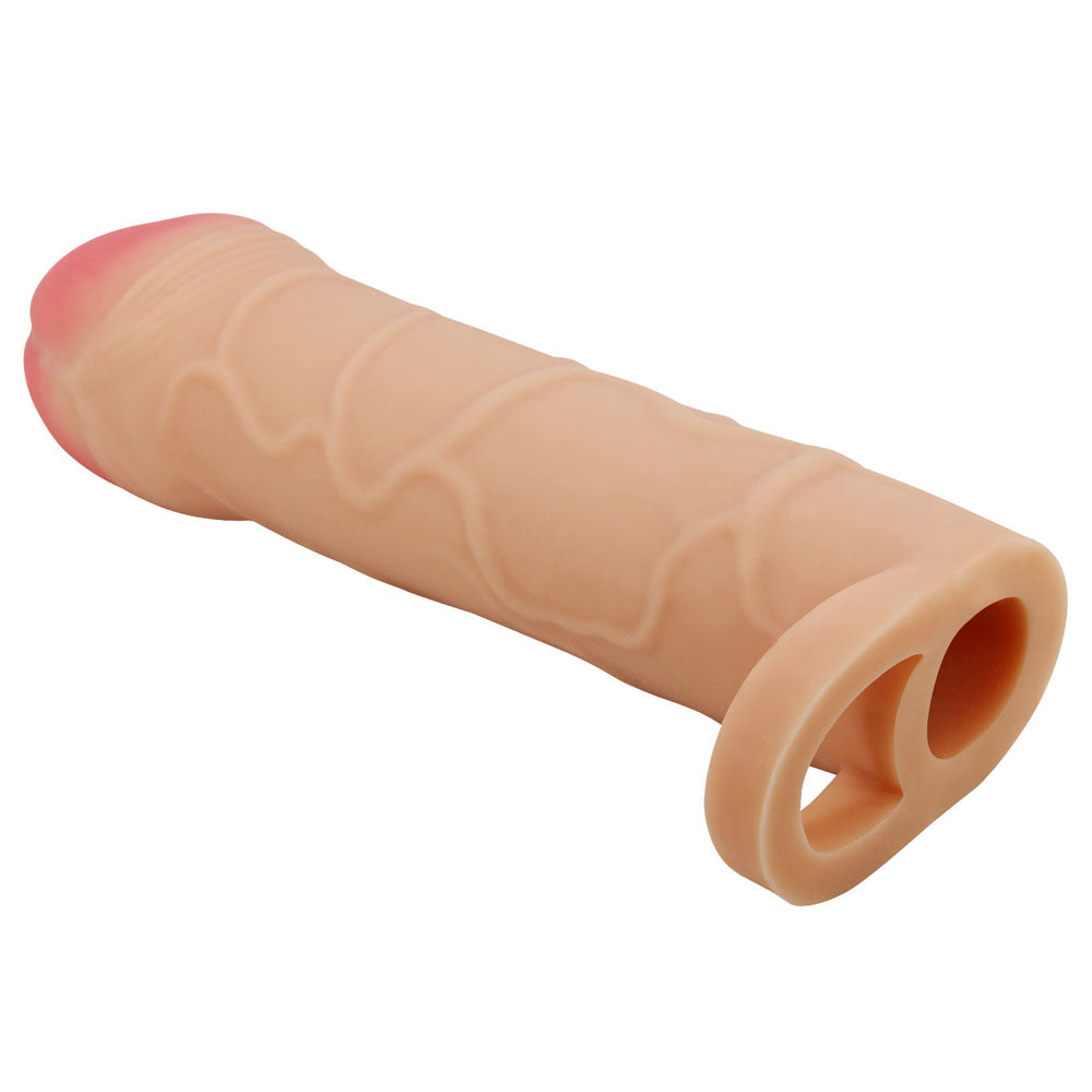 Party Up OWEN 1 Inch Extender Sleeve - Flesh 1 Inch Penis Extender Sleeve with Ball Strap-BI-026253-PU