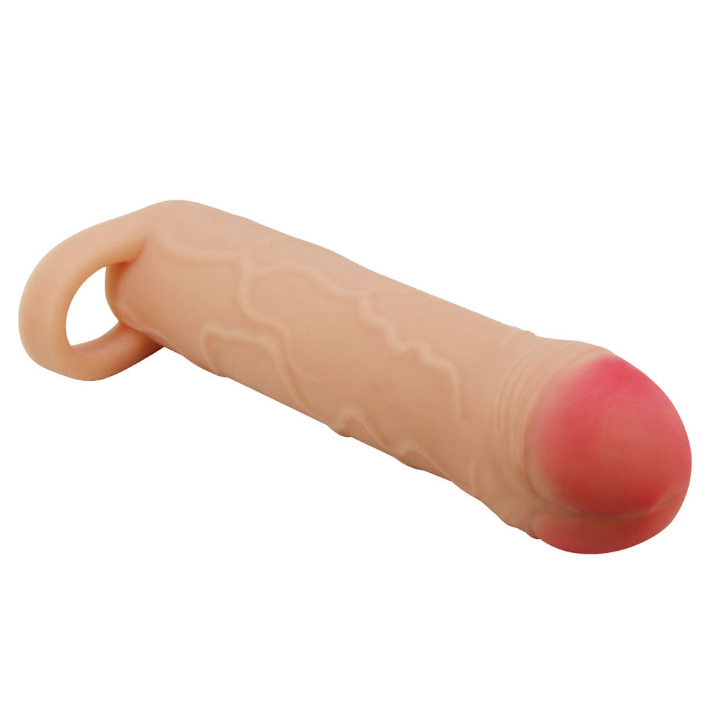 Party Up OWEN 1 Inch Extender Sleeve - Flesh 1 Inch Penis Extender Sleeve with Ball Strap-BI-026253-PU