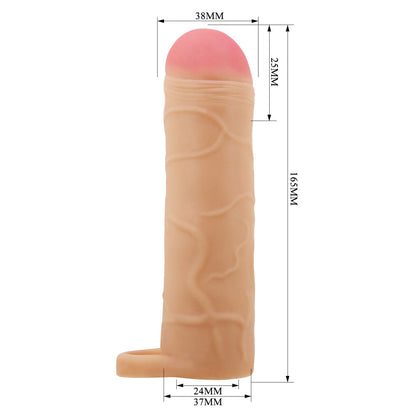 Party Up OWEN 1 Inch Extender Sleeve - Flesh 1 Inch Penis Extender Sleeve with Ball Strap-BI-026253-PU