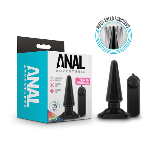 Anal Adventures Basic Vibrating Anal Pleaser - Black 10.1 cm Vibrating Butt Plug-BL-10605