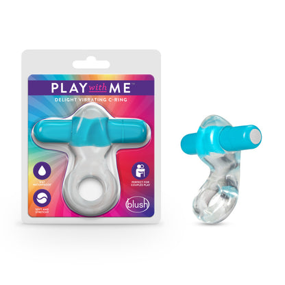 Play With Me Delight Vibrating C-Ring - Clear/Blue Vibrating Cock Ring-BL-74302