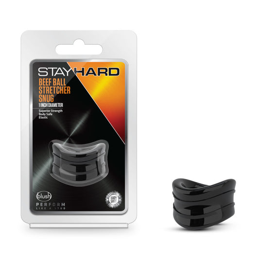 Stay Hard Beef Ball Stretcher Snug - Black 2.5 cm Ball Stretcher Ring-BL-93305