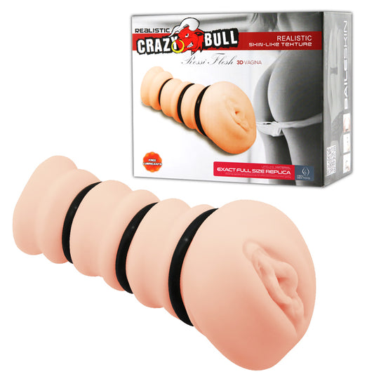 CRAZY BULL ROSSI Vagina Stroker - Flesh Vagina Stroker with Tightening Rings-BM-009150H