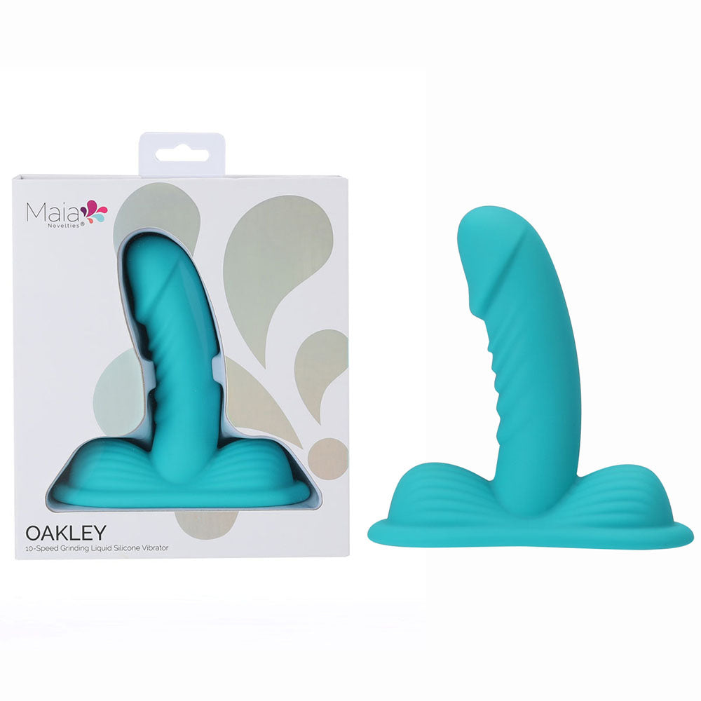 Maia OAKLEY - Blue - Blue USB Rechargeable Grinder Pad with 14 cm Vibrator-BO-25-08-BLUE