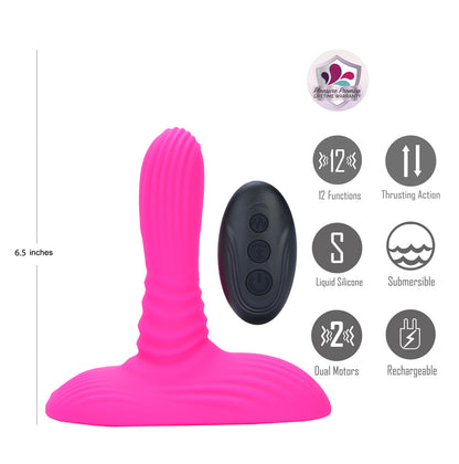 Maia ADIRA - Pink USB Rechargeable Thrusting Vibrator with Wireless Remote - BO-25-23-PINK