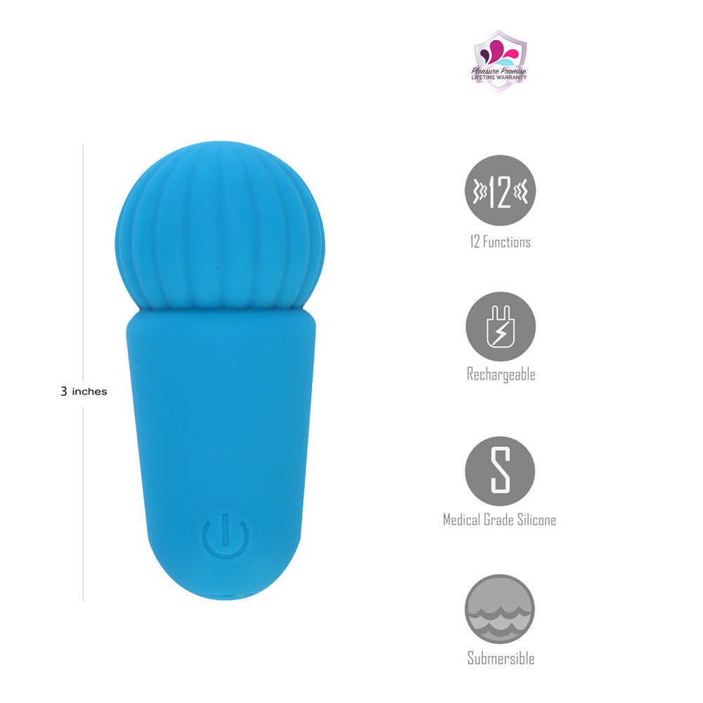 Maia INDI - Blue 7.6 cm USB Rechargeable Mini Vibrating Wand - BO-25-29