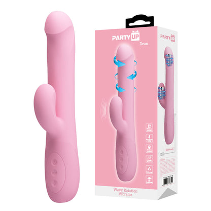 Party Up DEAN Wavy Rotation Vibe - Pink - Pink 23.8 cm USB Rechargeable Rotating Rabbit Vibrator-BW-069004-PU