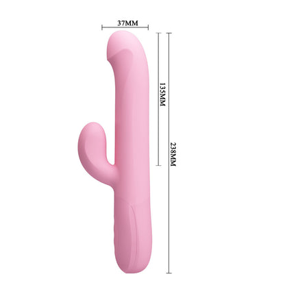 Party Up DEAN Wavy Rotation Vibe - Pink - Pink 23.8 cm USB Rechargeable Rotating Rabbit Vibrator-BW-069004-PU