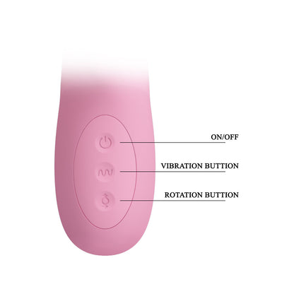 Party Up DEAN Wavy Rotation Vibe - Pink - Pink 23.8 cm USB Rechargeable Rotating Rabbit Vibrator-BW-069004-PU