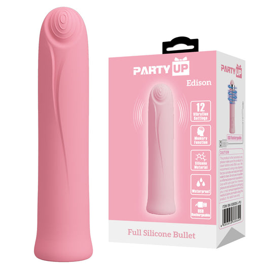 Party Up EDISON Bullet - Pink - Pink 10.3 cm USB Rechargeable Bullet-BW-500008-1-PU