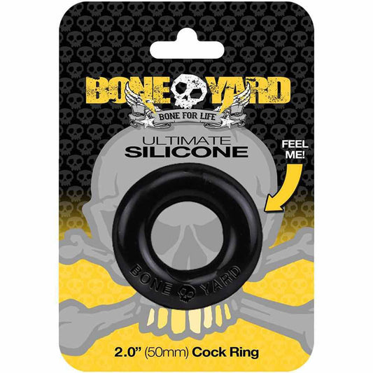 Boneyard Ultimate Silicone Ring Black - Black 50mm Cock Ring-BY0450
