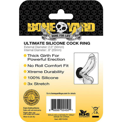 Boneyard Ultimate Silicone Ring Black - Black 50mm Cock Ring-BY0450