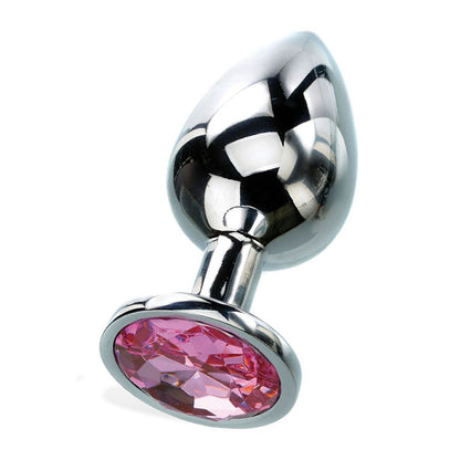 Adam & Eve Pink Gem Anal Plug - Medium - Silver Medium 8.2 cm Metal Butt Plug with Pink Gem-C656 6268