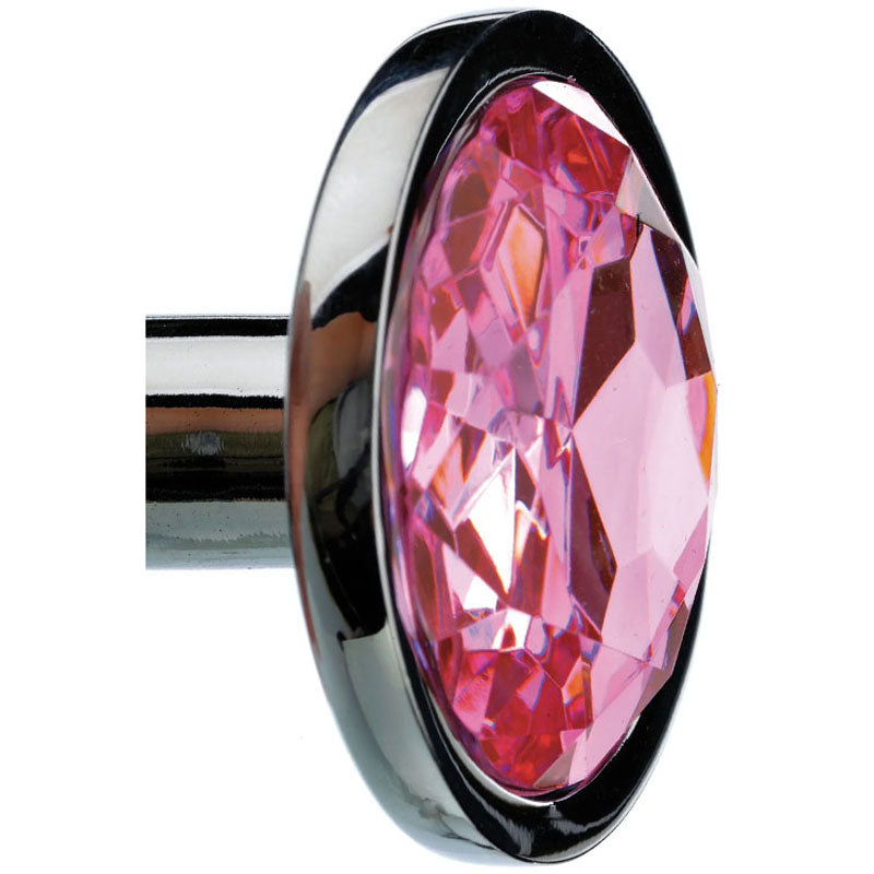 Adam & Eve Pink Gem Anal Plug - Medium - Silver Medium 8.2 cm Metal Butt Plug with Pink Gem-C656 6268