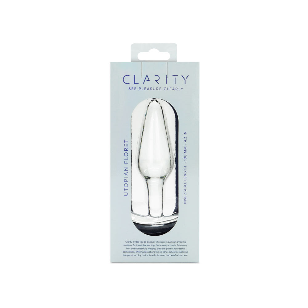 Clarity - Utopian Floret - Clear 11 cm Glass Butt Plug-CLA-25