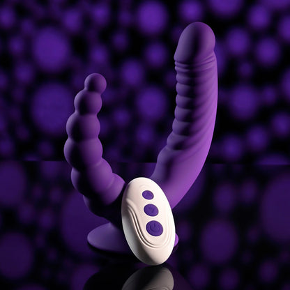 Evolved THE RIDER - Purple USB Rechargeable Double Ended Vibrator with Wireless Remote-EN-RS-4516-2