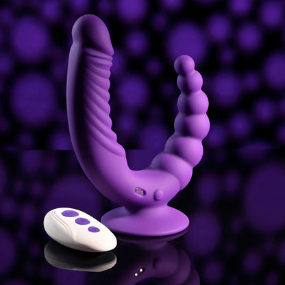 Evolved THE RIDER - Purple USB Rechargeable Double Ended Vibrator with Wireless Remote-EN-RS-4516-2
