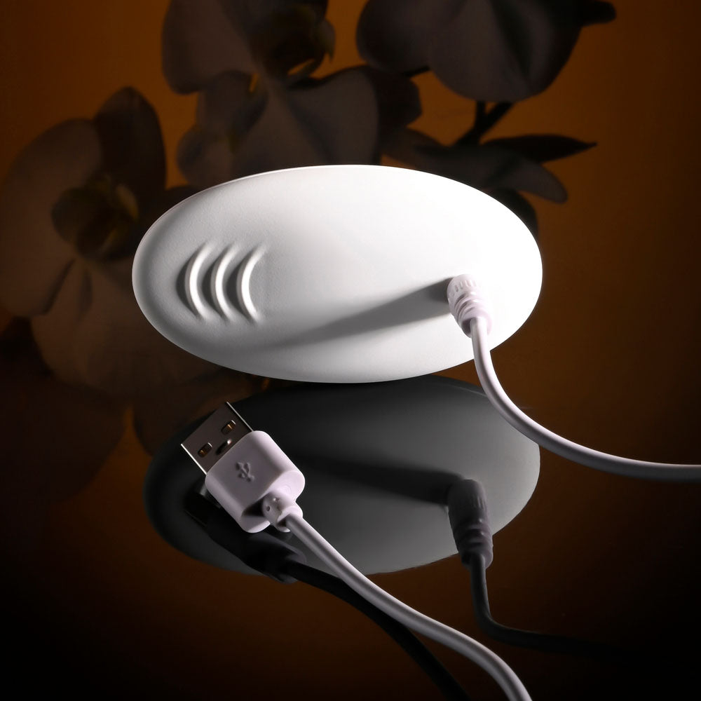 Evolved LOVEBIRDS - Purple 20.8 cm USB Rechargeable Double-Ended Rabbit Vibrator with Remote-EN-RS-6015-2