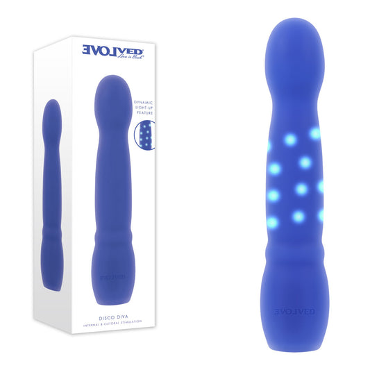 Evolved DISCO DIVA - Blue 20.9 cm USB Rechargeable Light Up Vibrator-EN-RS-6169-2