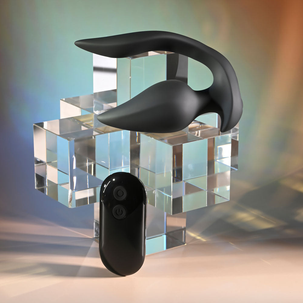 Evolved THE GENIE - Black 11.2 cm USB Rechargeable Vibrating Plug with Wireless Remote-EN-RS-6770-2