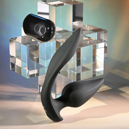 Evolved THE GENIE - Black 11.2 cm USB Rechargeable Vibrating Plug with Wireless Remote-EN-RS-6770-2