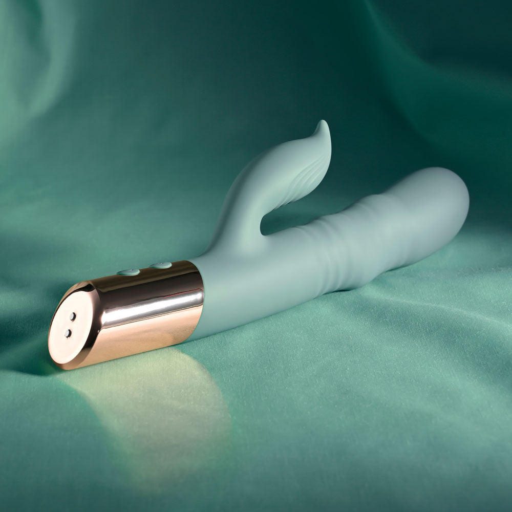 Evolved THE SHIMMY - Green USB Rechargeable Thrusting Rabbit Vibrator - EN-RS-6923-2