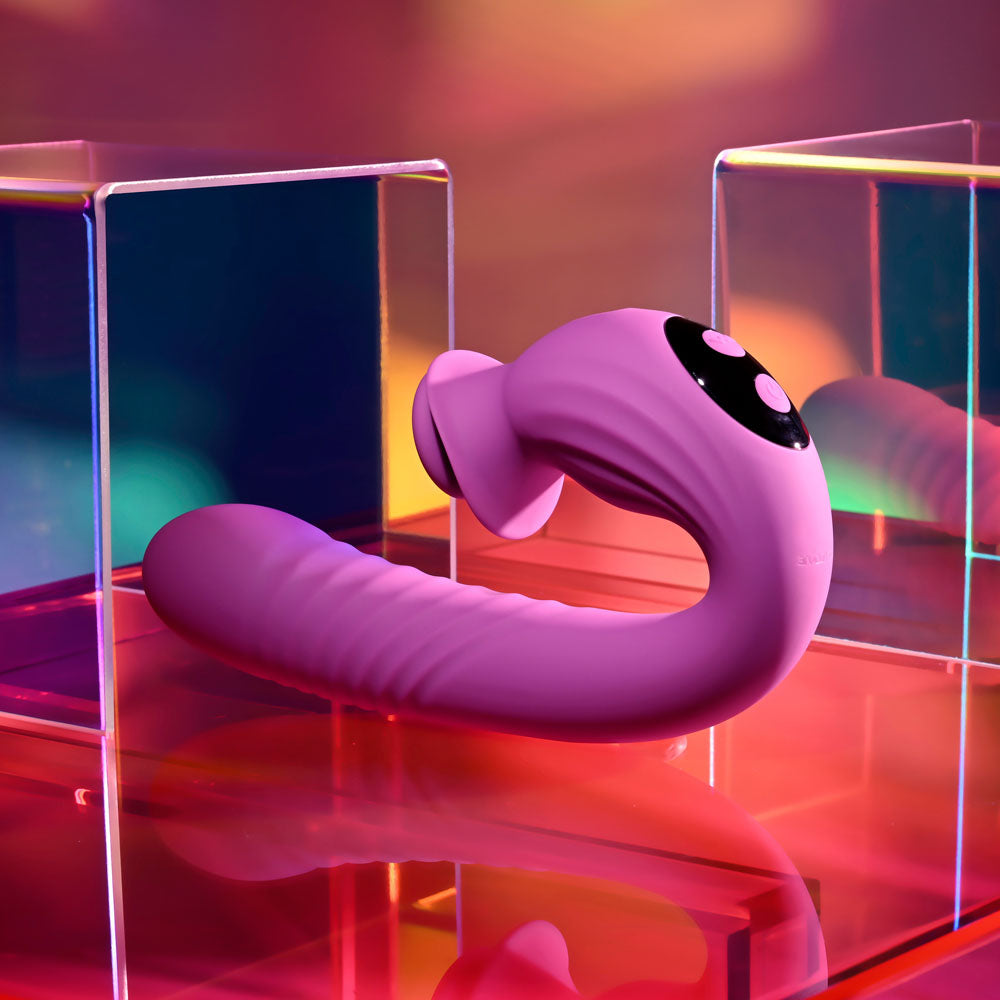 Evolved DEEP ECSTASY - Purple 16.5 cm USB Rechargeable Thrusting and Tapping Vibrator - EN-RS-6947-2