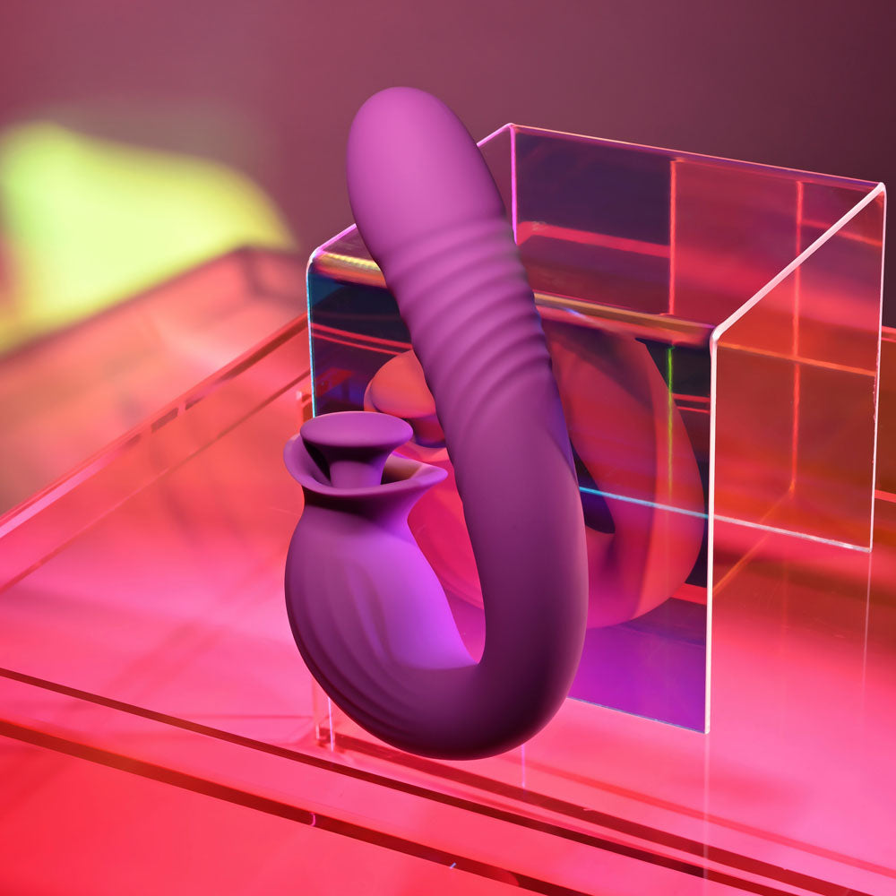 Evolved DEEP ECSTASY - Purple 16.5 cm USB Rechargeable Thrusting and Tapping Vibrator - EN-RS-6947-2