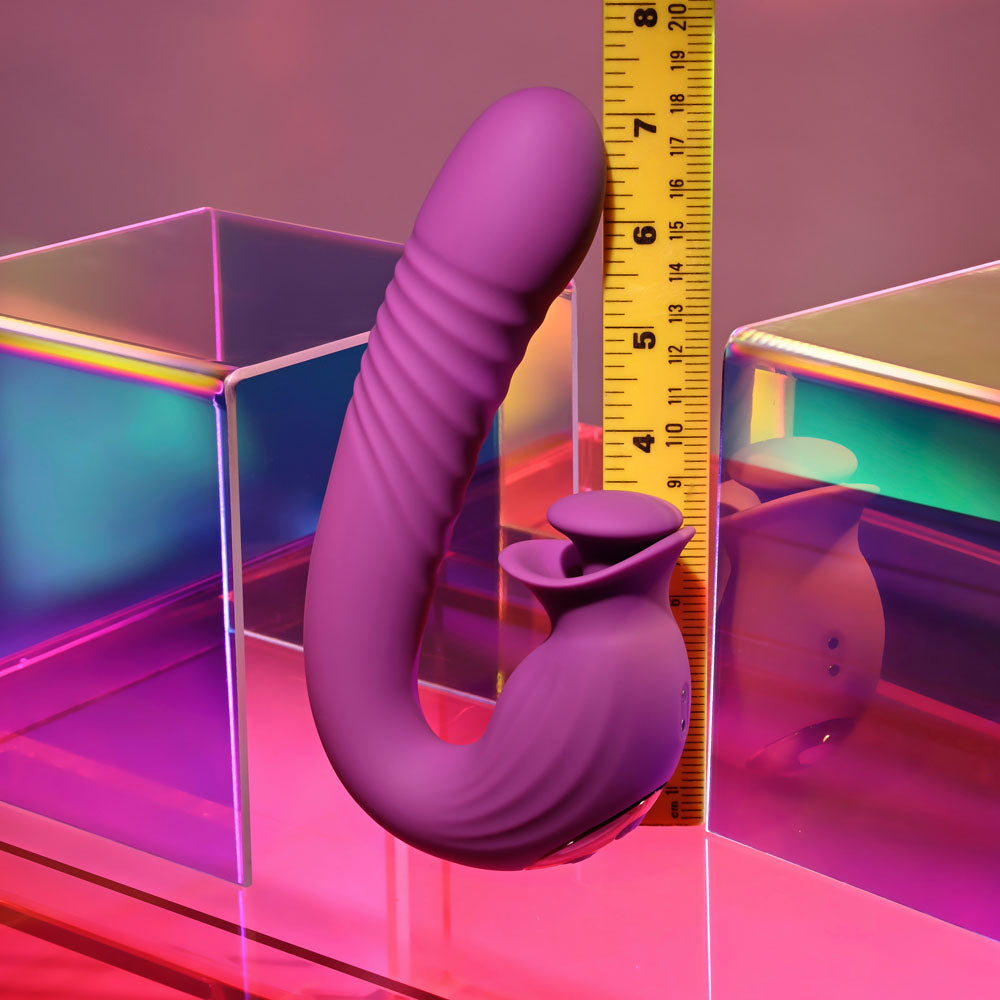 Evolved DEEP ECSTASY - Purple 16.5 cm USB Rechargeable Thrusting and Tapping Vibrator - EN-RS-6947-2