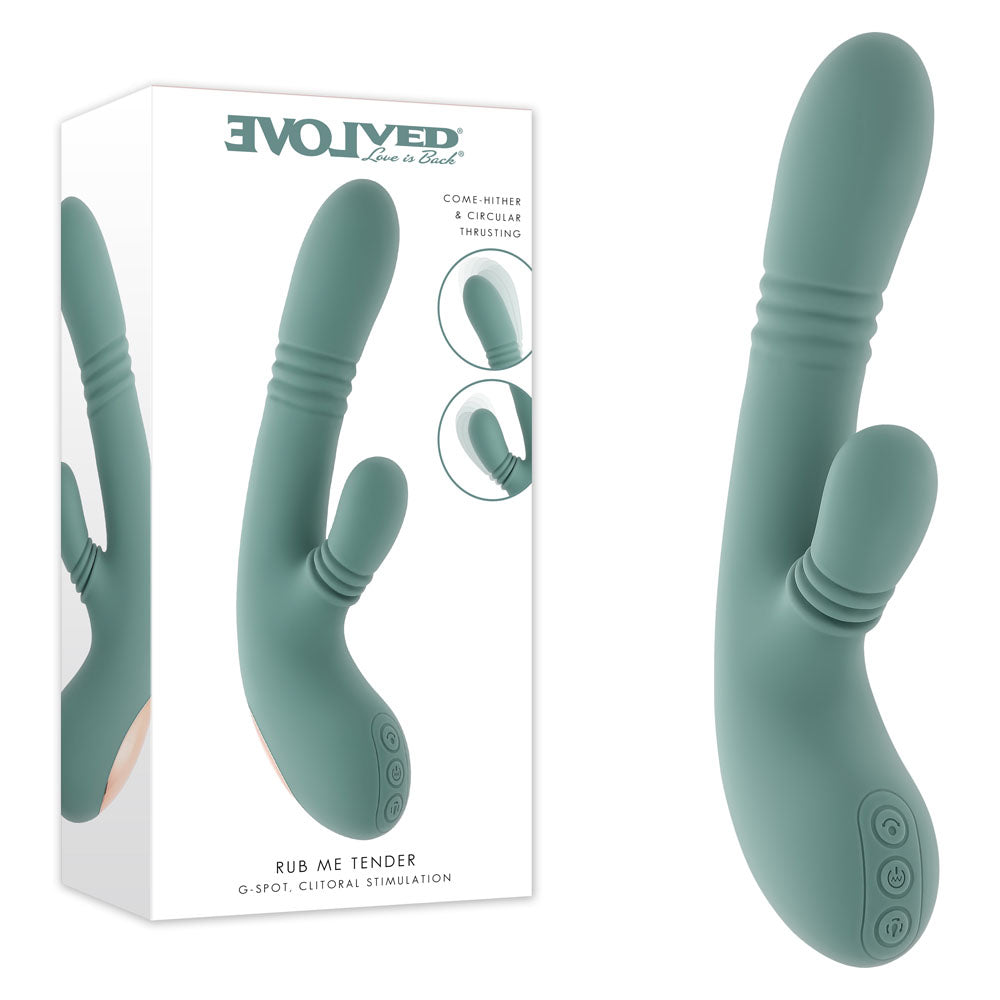 Evolved RUB ME TENDER - Green USB Rechargeable Gyrating & Thrusting Rabbit Vibrator - EN-RS-7142-2