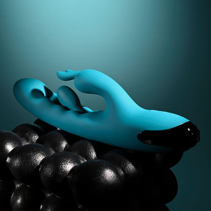 Evolved BUNNY TAPPER - Blue 20 cm USB Rechargeable Rabbit Vibrator with Flicking Shaft - EN-RS-7227-2