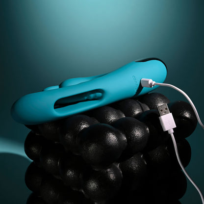 Evolved BUNNY TAPPER - Blue 20 cm USB Rechargeable Rabbit Vibrator with Flicking Shaft - EN-RS-7227-2