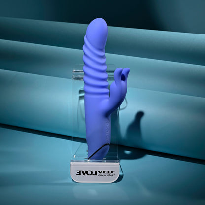 Evolved KNOCK KNOCK - Purple 22.9 cm USB Rechargeable Rabbit Vibrator with Flicking Head - EN-RS-7562-2