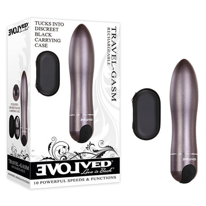 Evolved Travel-Gasm - Gray 9 cm USB Rechargeable Bullet with Travel Case-EN-RS-7693-2