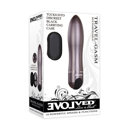Evolved Travel-Gasm - Gray 9 cm USB Rechargeable Bullet with Travel Case-EN-RS-7693-2