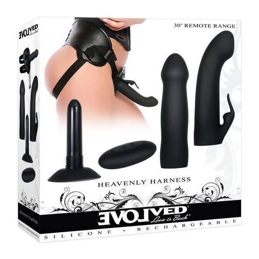 Evolved HEAVENLY HARNESS - Black USB Rechargeable Strap-On Kit-EN-RS-8478-2