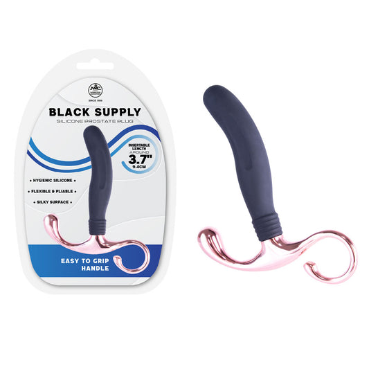 Black Supply - 9.4 cm Silicone Prostate Plug - Black 9.4 cm Silicone Prostate Plug - F06S056A00-010